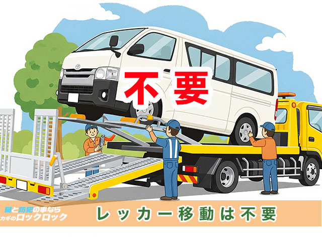 ロックロックだと、ハイエースのスマートキー紛失時にレッカー移動は不要